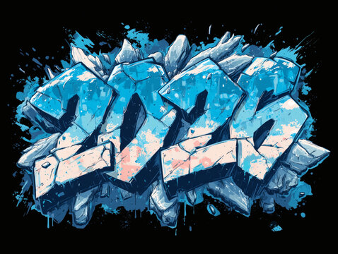 Stylized graffiti number 2026 with a cracked ice