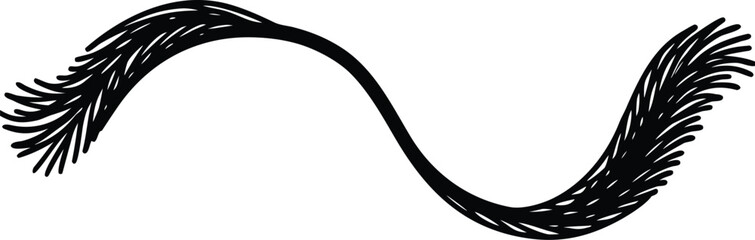 Vector art of a stylized black and white illustration of a single eyebrow with a gentle scurve shape isolated on transparent background.