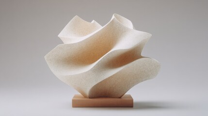 singular clay sculpture embodies essence of adaptability suggesting themes of fluidity against flat and neutral background