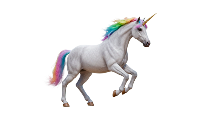 Find beautiful unicorn images: fantasy horse with rainbow mane and tail, magical creature stock photos and prints