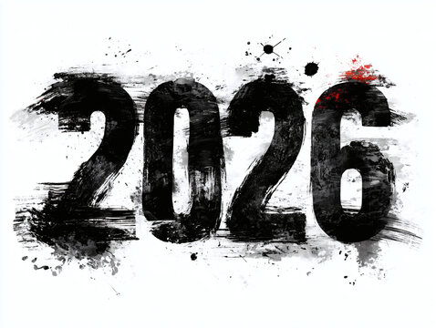 The number 2026 roughly made with bold black paint