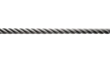 Strong steel wire rope or metal cable for industrial use. Heavy-duty. Isolated on transparent background, png