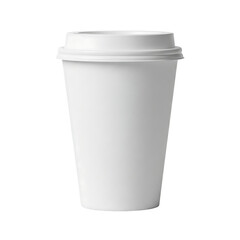 White disposable paper coffee cup with lid. To go beverage mockup for cafe. Isolated on transparent background, png