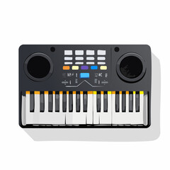 Obraz premium Detailed Illustration of a White Electronic Keyboard with Black Speakers