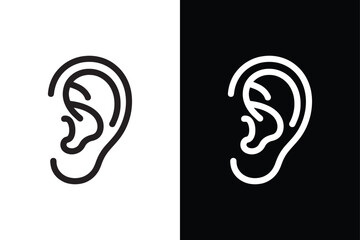 Ear icon isolated vector icon illustration on white background.