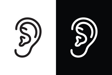 Ear icon isolated vector icon illustration on white background.