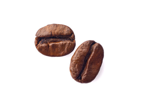 Close up coffee beans on white background - Powered by Adobe