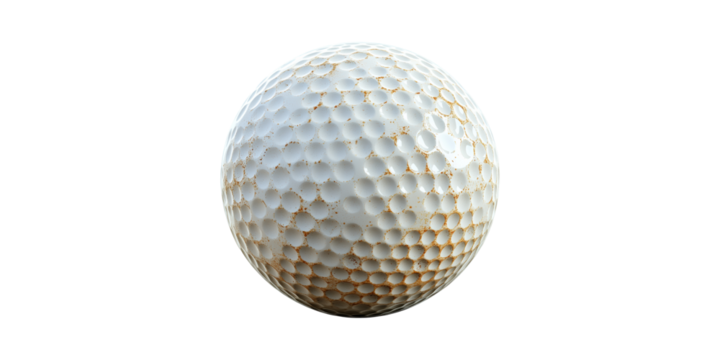 Golf Ball With Rusty Texture. Symbolizes Aging And Weathering In Sports Equipment Isolated On Transparent Background