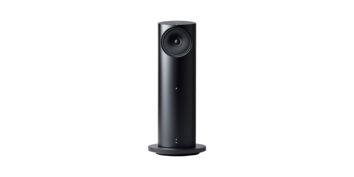Sleek Black Tower Speaker. Modern Audio Technology For Home Entertainment Isolated On Transparent Background