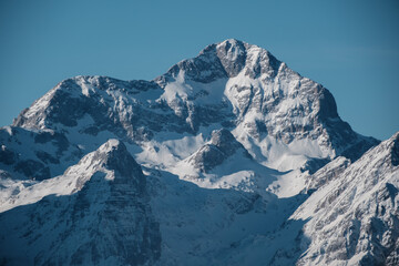 Obraz premium Julian alps view from Dovje, Slovenia