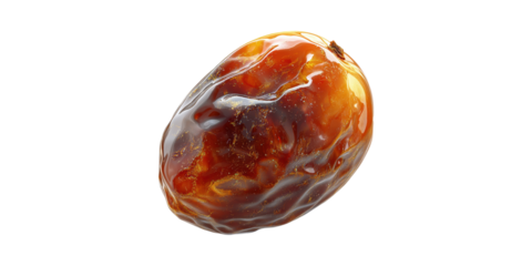 Close-Up Of A Shiny Date Fruit. Natural Sweetness And Nutritional Benefits Highlighted Isolated On Transparent Background