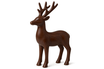 Realistic 3d rendering of a wooden deer statue, perfect for christmas or interior design projects, isolated on transparent background