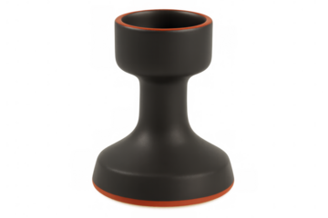 Minimalist black and orange ceramic egg cup isolated on transparent background, perfect for breakfast table settings or kitchen decor