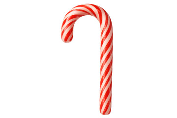 Classic christmas candy cane with red and white stripes rotating on a transparent background, perfect for festive projects