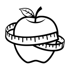 Measuring tape around apple in a minimalist design 