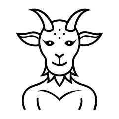 Satyr character illustration with goat features and human body  
