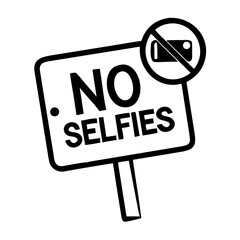 No selfies sign with prohibition symbol on white background  