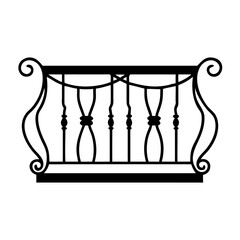 Decorative balcony railing design in black silhouette style  