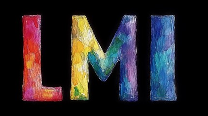 Colorful painted letters on black background
