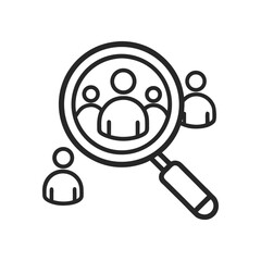 Magnifying glass icon for people search and discovery