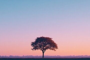 Obraz premium isolated tree silhouette against soft gradient background capturing essence of minimalistic design