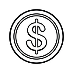 Simple dollar coin line art icon