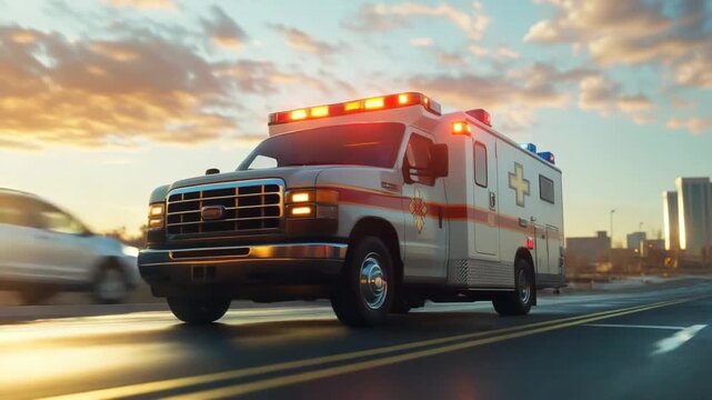 ambulance trasporting a pacient after an acident