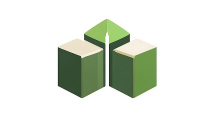 Fototapeta premium Geometric green shapes, upward point