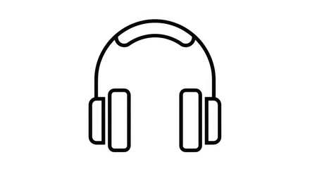 Minimalist line drawing of overear headphones against a transparent background perfect for audio and technology themes