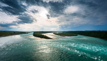 two rivers converge turbulently