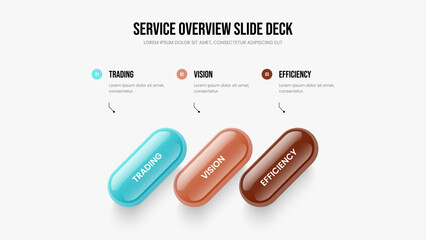 Corporate Portfolio 3 Option Infographic Slide Layout. Service Profile Three Step Diagram Presentation Template. Modern Campaign Frame Design Vector Illustration.