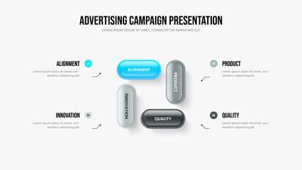 Investor Insight Four Element Infographic Presentation Template. Consulting Growth Slide Design Vector Illustration. Modern Report 4 Step Diagram Frame Layout.