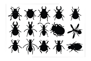 Collection of silhouetted insect illustrations showcasing diverse arthropod forms and features