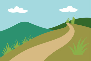 Fototapeta premium Trail along hills with wild grass natural hiking path