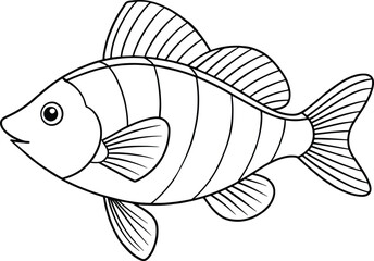 Outlined perch fish ready for creative coloring projects and sea life themed educational activities