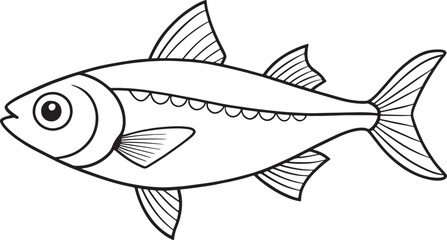 Simple herring fish outline ideal for sea life coloring books and educational creative resources