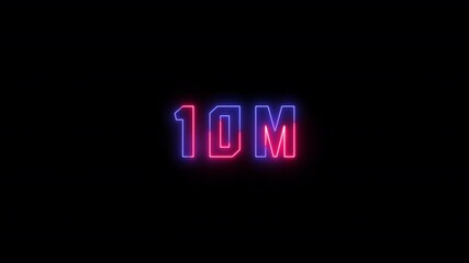 10 million milestone text with colorful neon lights animation for social media. - Powered by Adobe