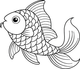 Cute cartoon koi fish illustration perfect for kids coloring books and fun educational art projects