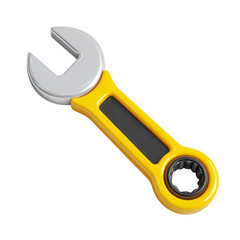 3d Wrench of Metallic Mechanic Tool, Construction and Maintenance Icon for Web Design
