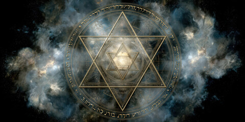 Abstract minimalist divine symbolism, in a symmetrical composition