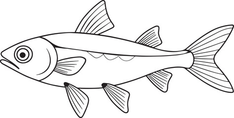 Minnow fish outline in simple style for sea life educational materials and coloring books for kids