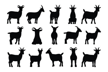 A collection of black goose silhouettes displayed in three rows showing various poses and movements