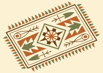 Native American woven rug with geometric patterns artisan