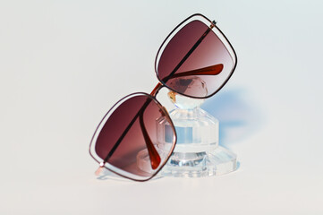 Large Square Sunglasses on Acrylic Stand