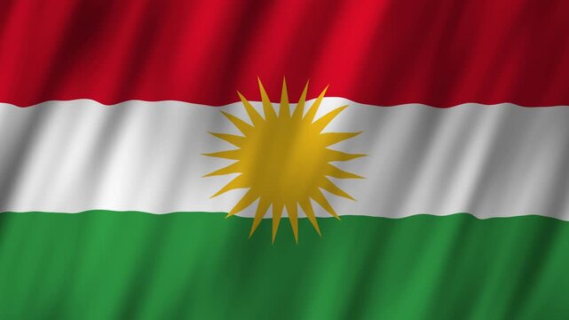 Kurdish flag waving proudly in the sun at a patriotic event