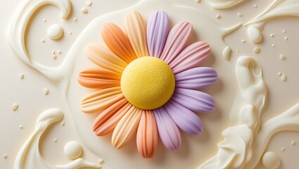 Soft Hues of Nature: A Serene Close-up of a Flower with Muted Tones and Perfect Symmetry