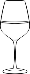 simple vector icon, elegant glass of wine, black and white hand-drawn icon