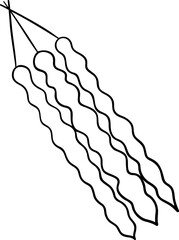 a simple vector churchkhela icon, a bunch of sweets, national Georgian cuisine, black and white hand-drawn icons