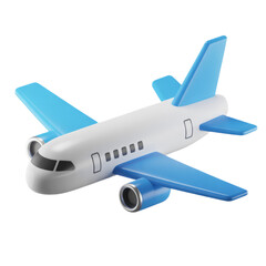 Fototapeta premium A white and blue toy airplane with a black background