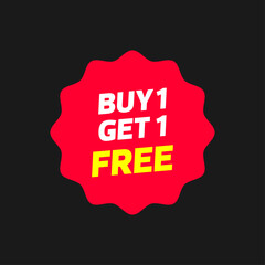 Buy 1 Get 1 Free Round Badge – Promotional Offer Label